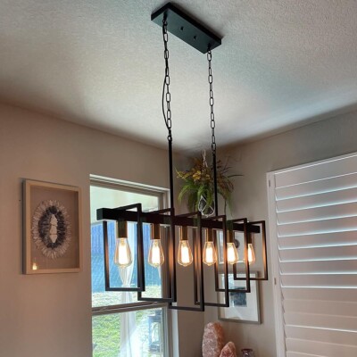 OOWOLF Farmhouse Chandelier for Dining Room,39.4inch, 6 Lights Kitchen Light fix