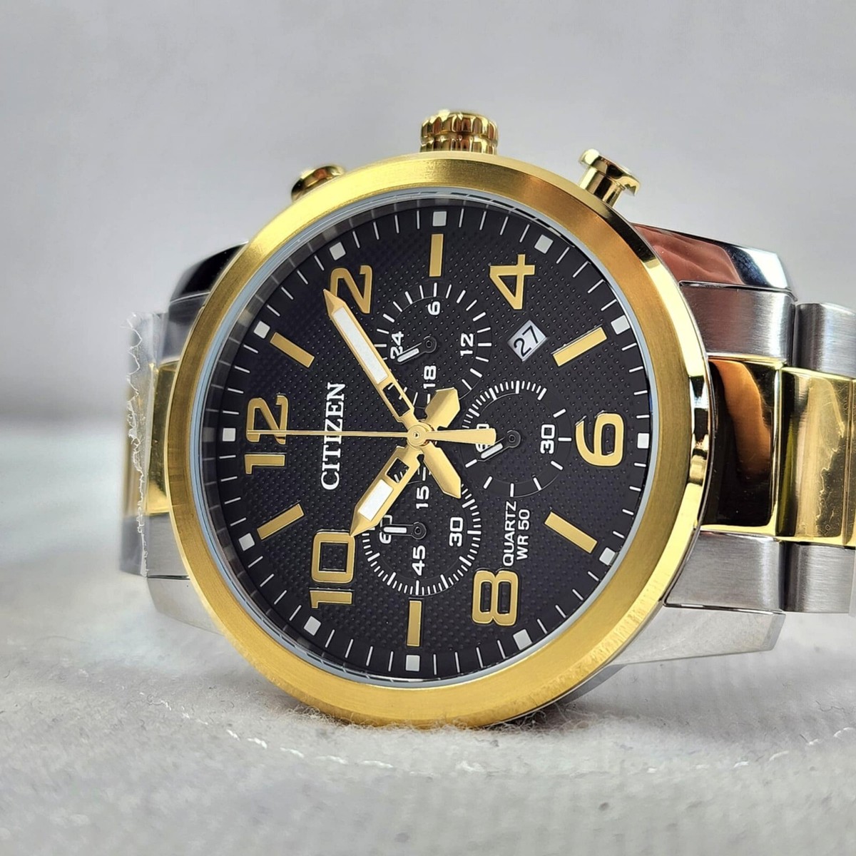 CITIZEN AN8054-50E CHRONOGRAPH BLACK TWO-TONE MEN'S WATCH NEW