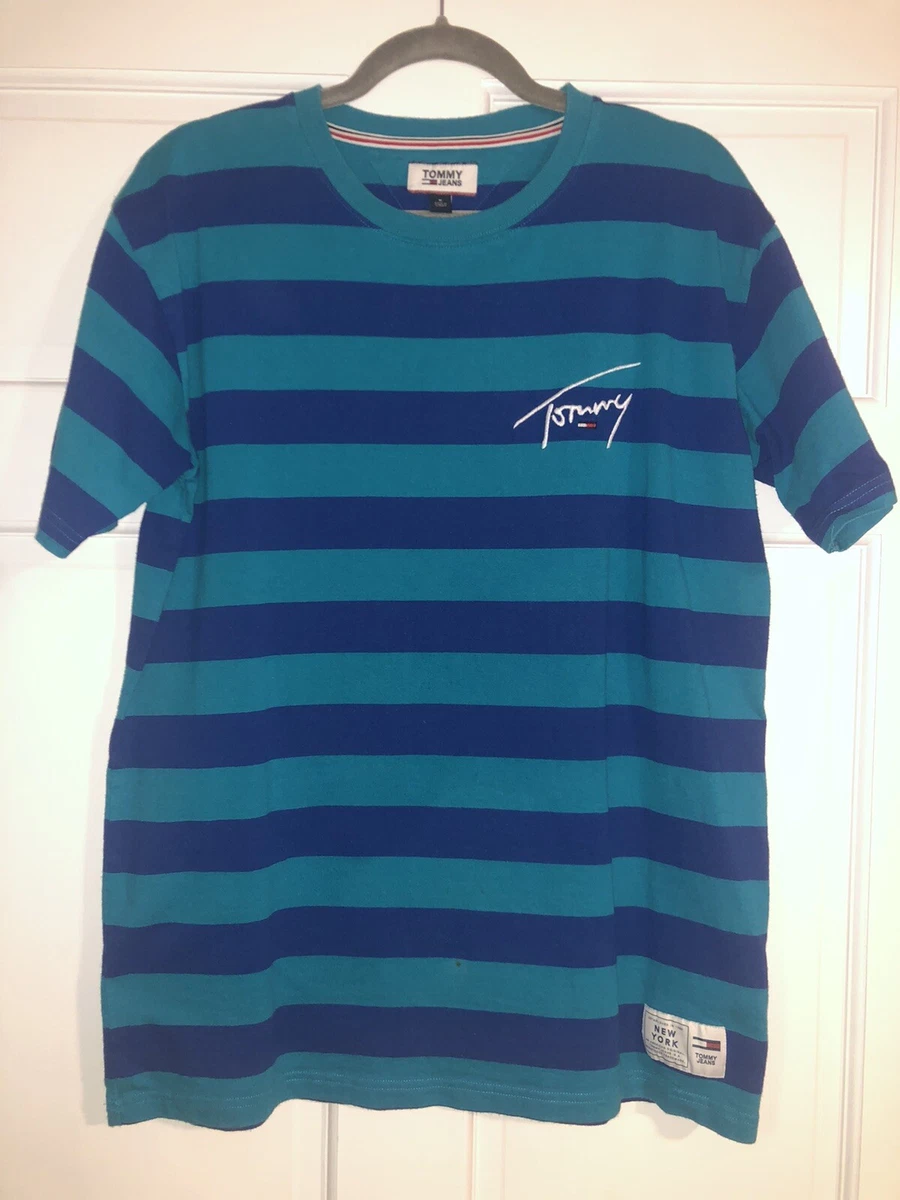 Tommy Jeans Tommy Hilfiger Tee Size Medium Blue Striped T Shirt Used