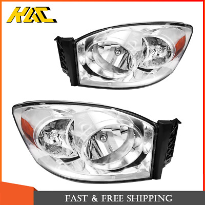 2pc Front Chrome Headlight Assemblies For Dodge Ram 2500 3500 4500 2009 5.7/6.7L