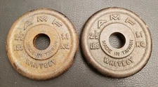 Pair of 2.5lb AMF Whitely Standard Size Weight Plates vintage rare 5lbs Total