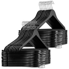 40 Black Wooden Suit Hangers for Coats Jackets Shirts Skirts