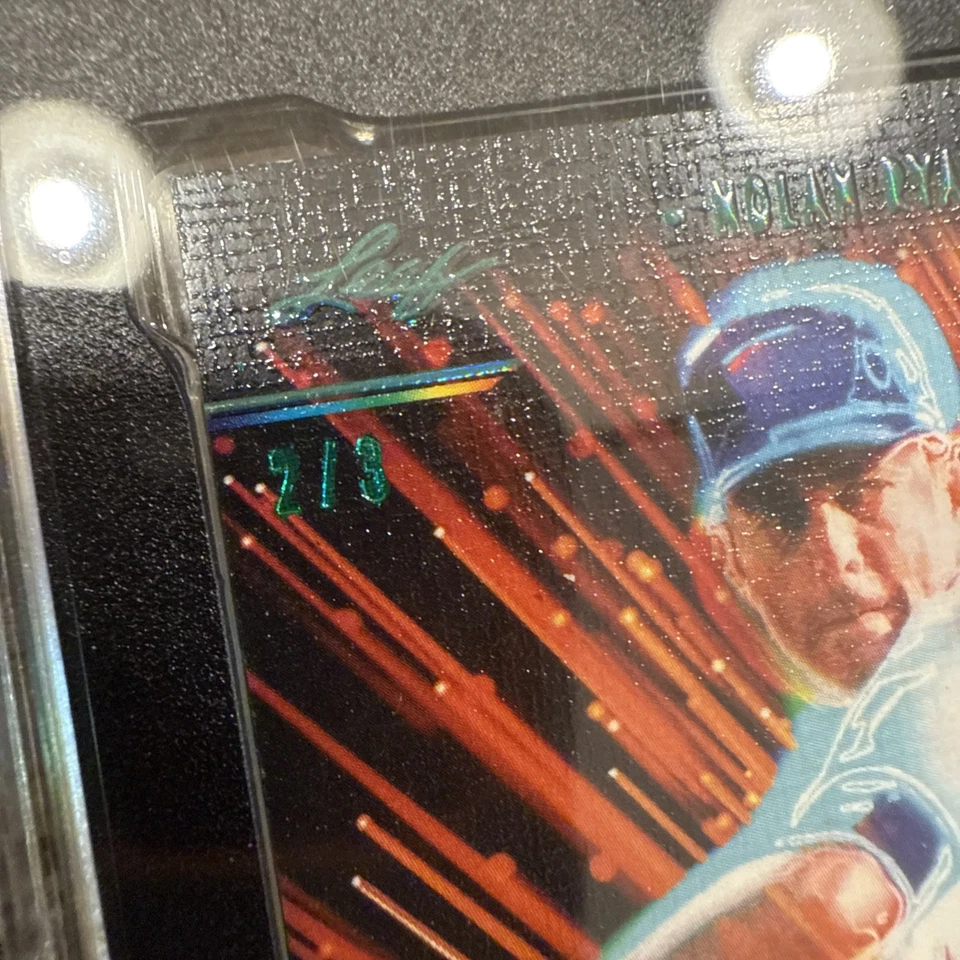 Nolan Ryan Signed 2023 Leaf Art Of Sport Fiberoptic Green 2/3 SGC 8 Auto 10 - Image 3 of 3