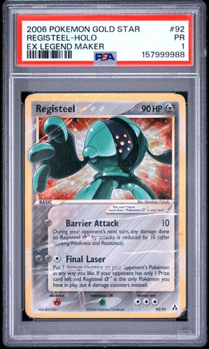 2006 POKEMON EX LEGEND MAKER GOLD STAR #92 REGISTEEL-HOLO PSA 1