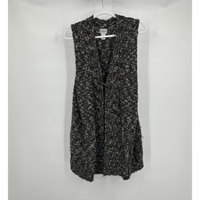 Chicos Womens Wool Blend Sweater Vest Size 2 US L Marled Knit Boho Pin Closure