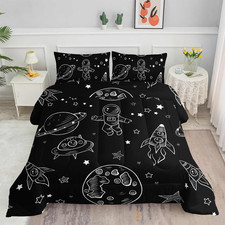 Space Printed 3-Piece Comforter Set for Kids - All Seasons Duvet Queen