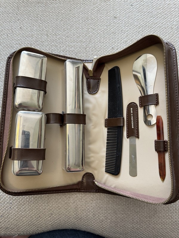 Vintage Leather Fabric Men’s Toiletry Travel Kit Germany