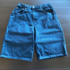 Vintage Baggy Denim Shorts Mens Tag 32 actual 29 Dark Blue 90s Hong Kong