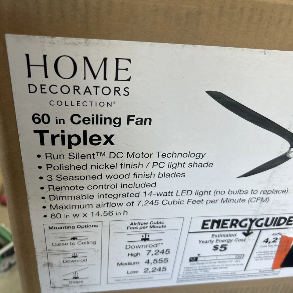 Decoradores de hogar triplex 60 pulgadas Ventilador de techo LED níquel pulido 1003823859 Foto 2 de 4