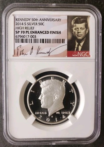 2014 S 50c Kennedy Silver Half Dollar NGC SP70 PL Enhanced Finish