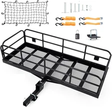 Hitch Mount Cargo Carrier Basket | 60"x24"x14" | 500 Lb Capacity | Includes Net 