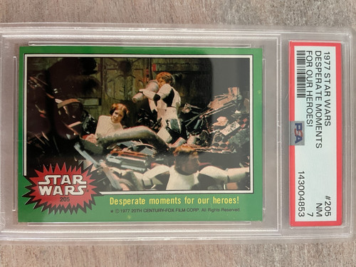 1977 Topps Star Wars #205 Desperate moments for our heroes! — PSA 7