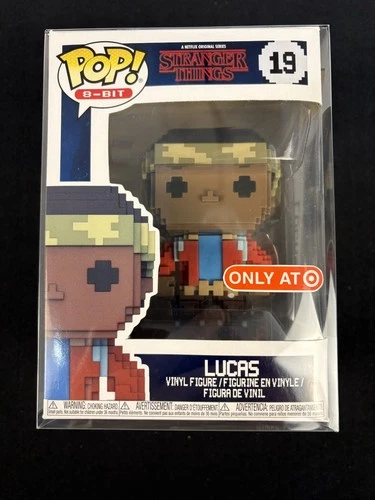 NEW FUNKO POP 8 BIT 19 STRANGER THINGS LUCAS FIGURE EXCLUSIVE W/ PROTECTOR