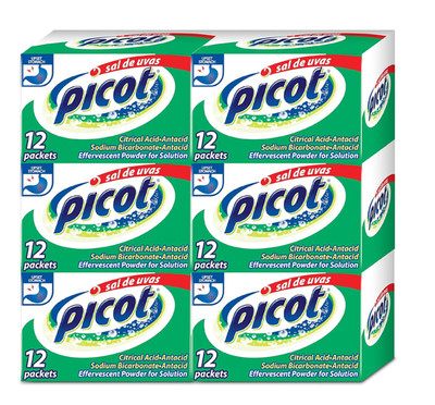 Effervescent Antacid Powder Packs, 0.17 Oz, 6 Boxes of 12 Packets