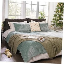 Luxury Velvet King Quilt Set, Ultra Soft Lightweight Velvet Comforter Set,