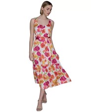 KARL LAGERFELD PARIS Women's White Floral-Print A-Line Dress Size 12