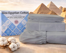 MyGiza Sheets 4 Pcs Top Split King Sheet Sets for Adjustable Bed, 100 Giza Cott