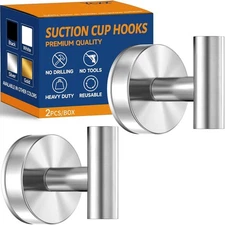 Suction Cup Hooks Heavy Duty 15LB No Drill Shower Bathroom Glass Hooks