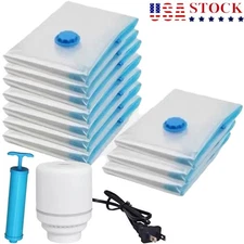 10 x Jumbo Vacuum Storage Bags Bedding Clothes Seal Travel Space Saver w/ Pump