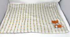 Le Bebe Applique Fox Plush Baby Blanket Security Lovey, White,Orange, Teal