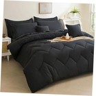 New ListingComforter Set Bed in a Bag 9-Pieces,Water Wave Quilting Design Queen Black