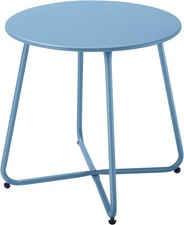 Small Patio Side Table, Round Metal Side Table, Weatherproof, Portable,