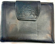 Vintage Rolfs American Classic Black Leather Wallet Kiss Lock Coin Purse