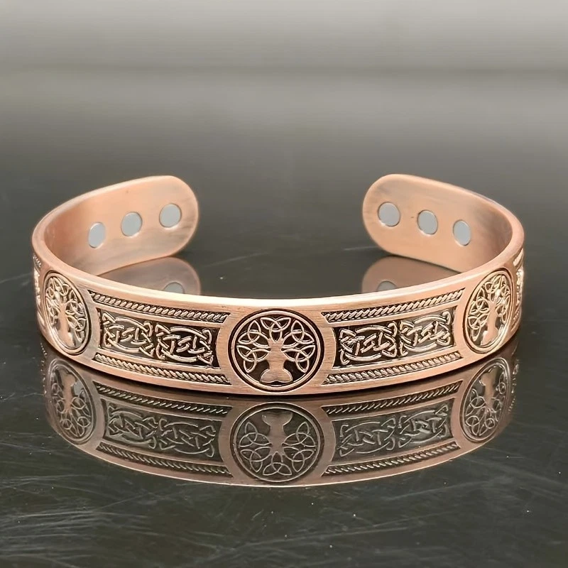Brazalete Brazalete Magnético Cobre Árbol de la Vida Alivio del Dolor Equilibrio Energético Foto 4 de 4