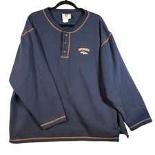 Denver Broncos Sweatshirt Men Size L Blue Crew Neck Pullover Sweater NFL Y2K
