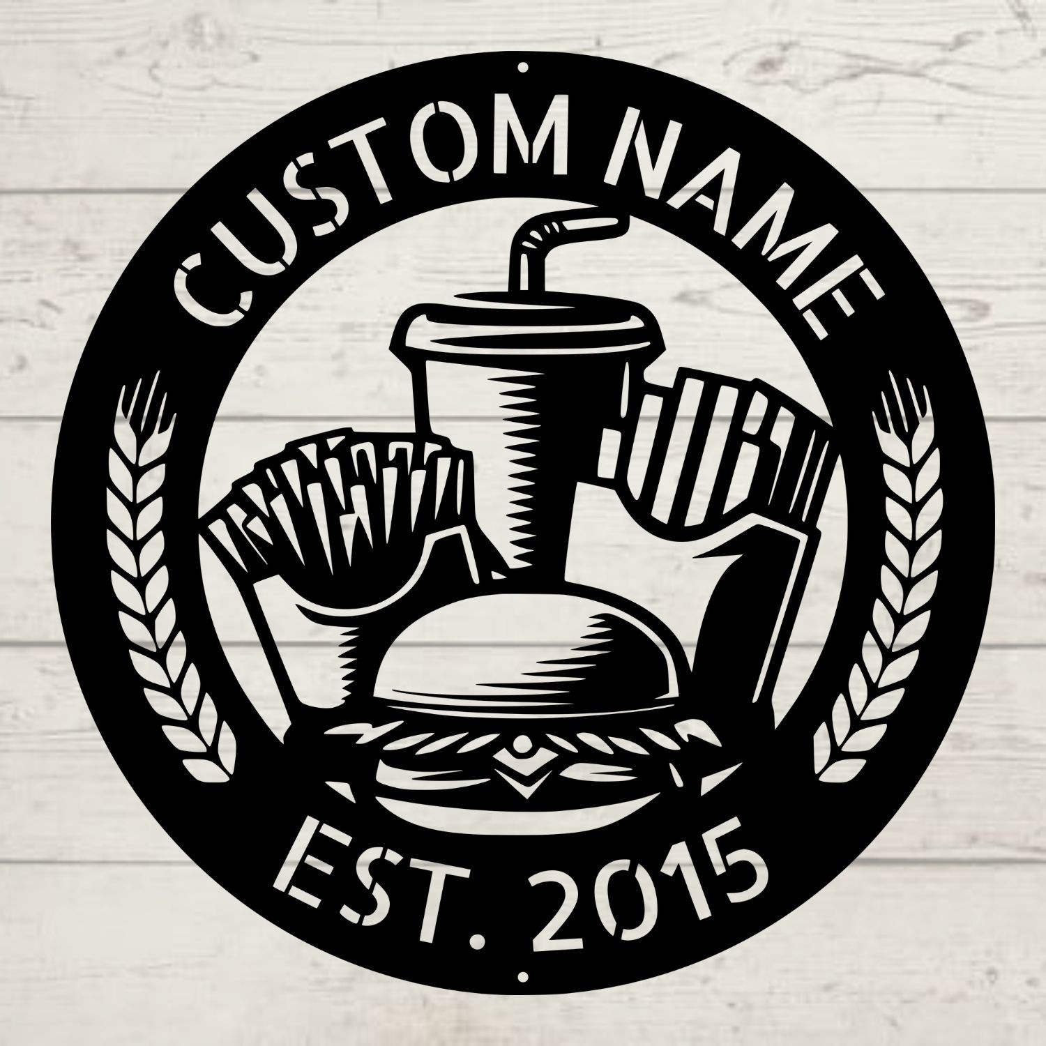 Custom Hamburger Metal Sign Personalized Home Restaurant Art Gift Food Lovers