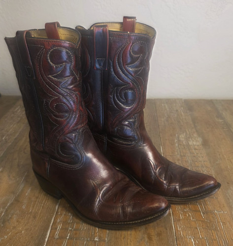 Vintage Acme Brown Leather Western Cowboy Boots Pair, US Size 9.5