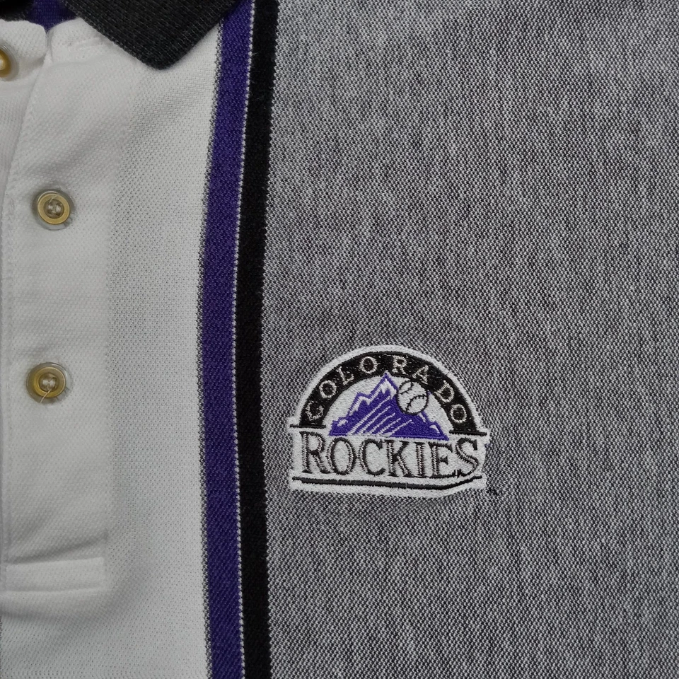 Camisa Polo de Béisbol MLB Gris Púrpura Grande Para Hombres Colorado Rockies Antigua De Colección Foto 2 de 4