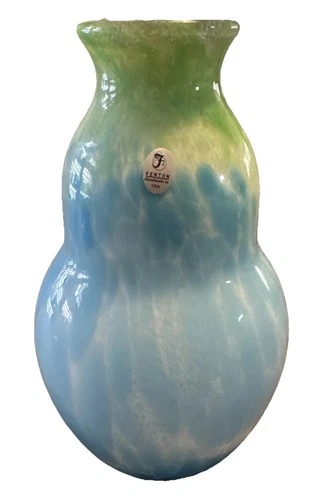 Fenton Art Glass Vase Dave Fetty Caribbean Day 568/750 Blue green