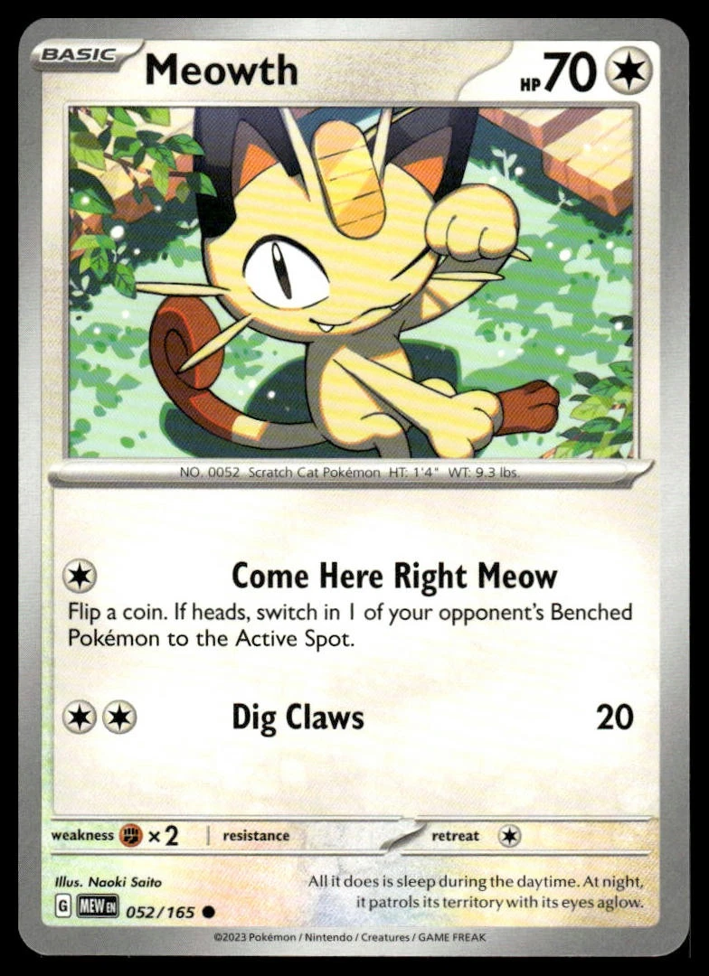 Meowth 052/165 Sv2a: Pokemon Card 151 for sale | eBay