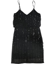 French Connection Womens Aster Shine Slip Dress, black, 6