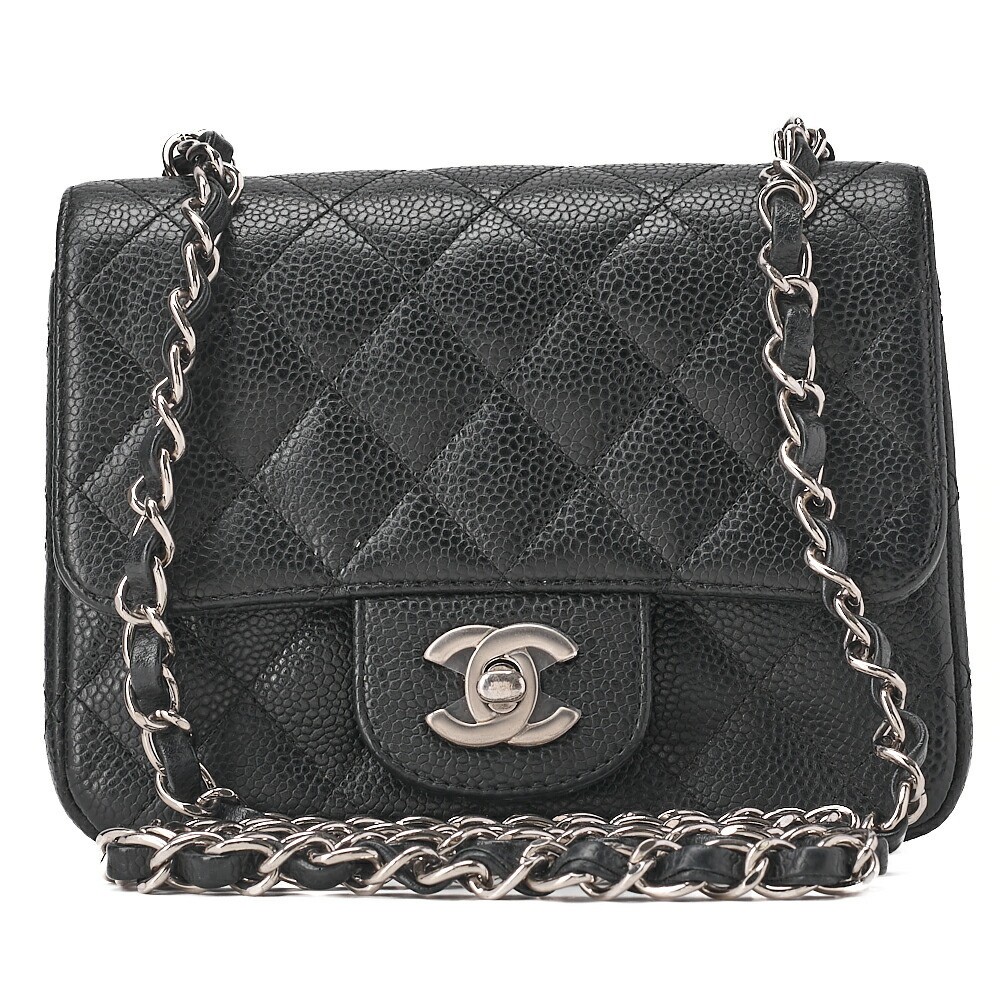 CHANEL Chain Shoulder Bag Mini Matelasse 17cm Black Silver Hardware 730049