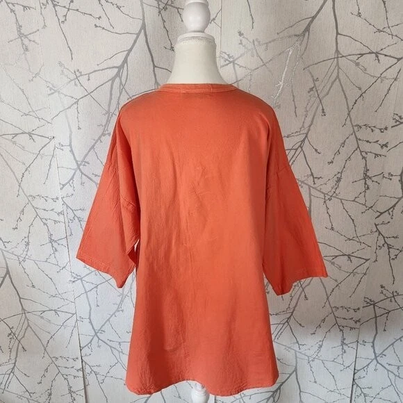 Blusa Ezze Wear Naranja Algodón Botón Frontal Cuello en V Calce Suelto | Para Mujer L Foto 3 de 4