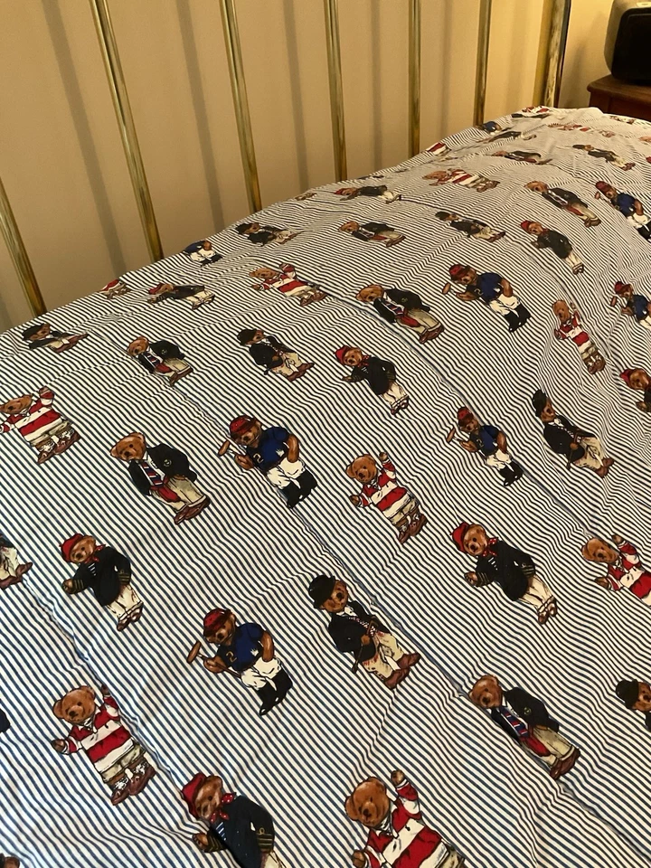 Edredón vintage Ralph Lauren Polo Teddy Bear cama doble 82x88 usado en excelente estado Foto 3 de 4