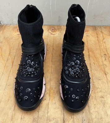 Christian Dior Fusion High Top sneakers Embellished Floral Mesh Size39
