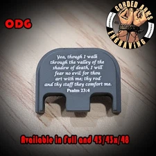 Psalm 23:4  - Glock Rear Slide Plate Back Plate for Full SizedGlocksGen1-5