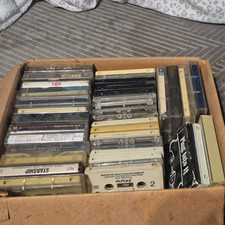 Whole cassette box 38 tapes, older rock tapes