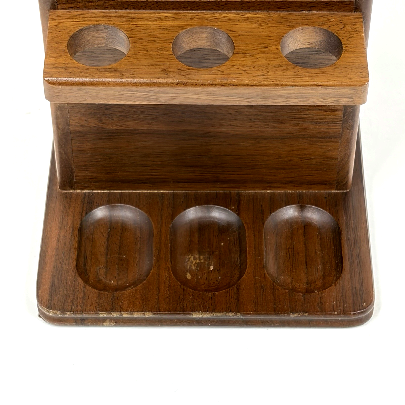 Full Cigarette Racks Vintage Wood 6 Pipe Stand Rack with Integrated Aztec Humidor Jar Box ...
