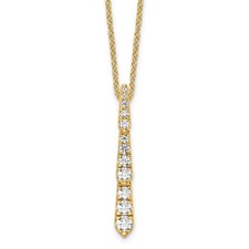 14K Yellow Gold 3/8 Ct Round Lab Grown Diamond Vertical Bar Slide Necklace 18"
