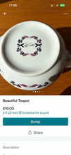Paul Cardew Garden Decorative Ceramic Tea Pot, Glossy Finish, Printed Backstamp
