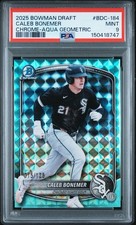 2025 Bowman Draft Chrome Caleb Bonemer Aqua Geometric /125 PSA 9 White Sox POP 1