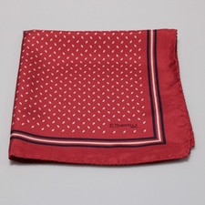 E. Marinella NWOT 100 Silk Pocket Square In Red / White / Blue Geometric Print