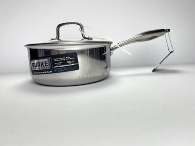 David Burke Saucepan with Lid 3 Quart 8 Geo Clad Tri-Ply Stainless Steel Pan Pot