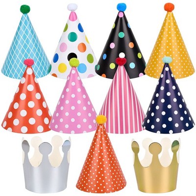 Chstarina 11 Stück Kegel Party Hüte mit Bommeln, Torte 26×16×2, Mehrfarbig 