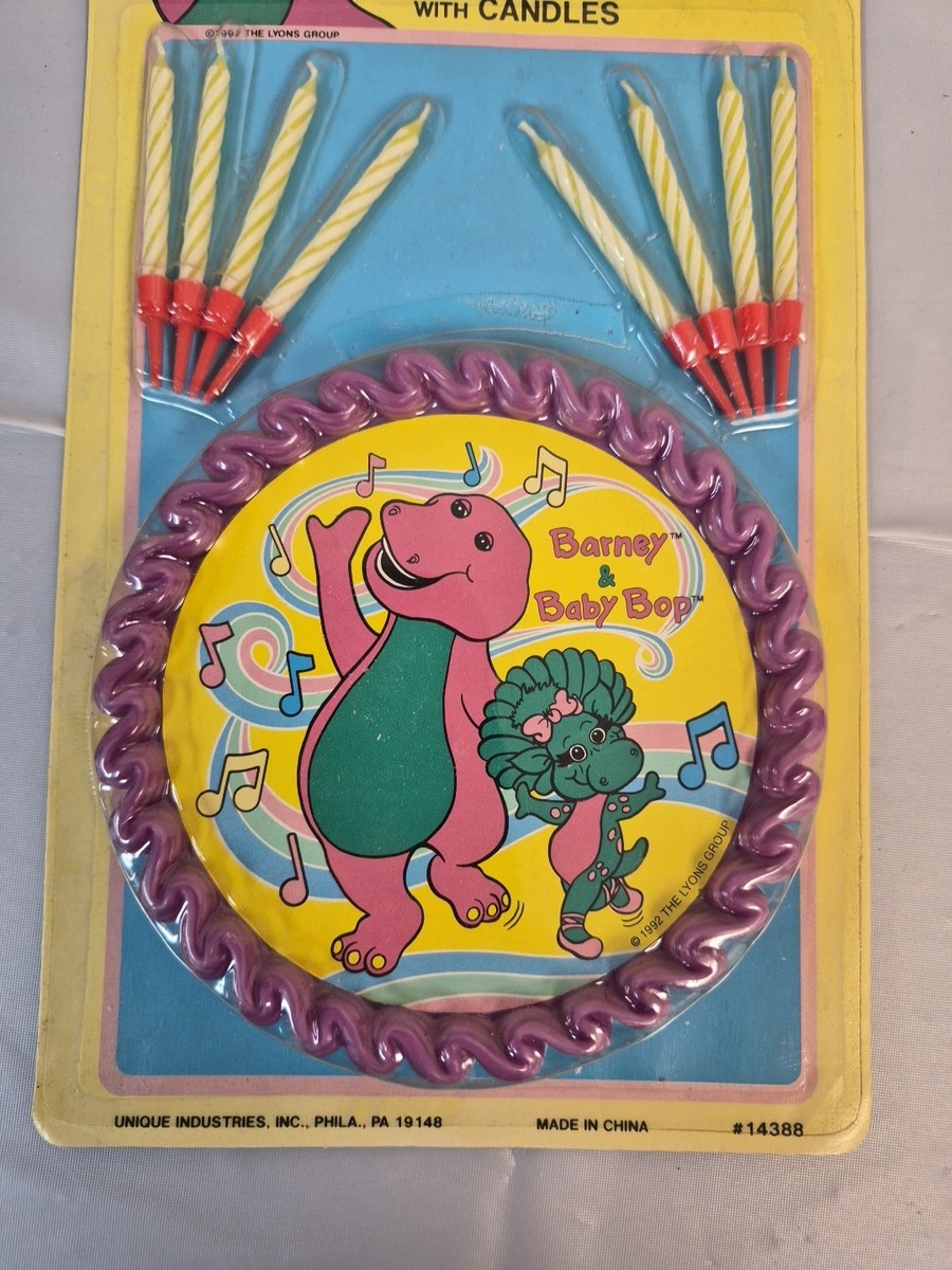 Barney Cake Decorator with Candles Barney Baby Bop 1992 Birthday