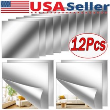 12PCS Self Adhesive Mirror Reflective Wall Sticker Film Paper Home Kitchen Decor